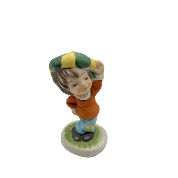 LEFTON Paper Boy Figurine 3 inches Hand Painted Ceramic #7426 Vintage 1950 Rare - Picture 1 of 5